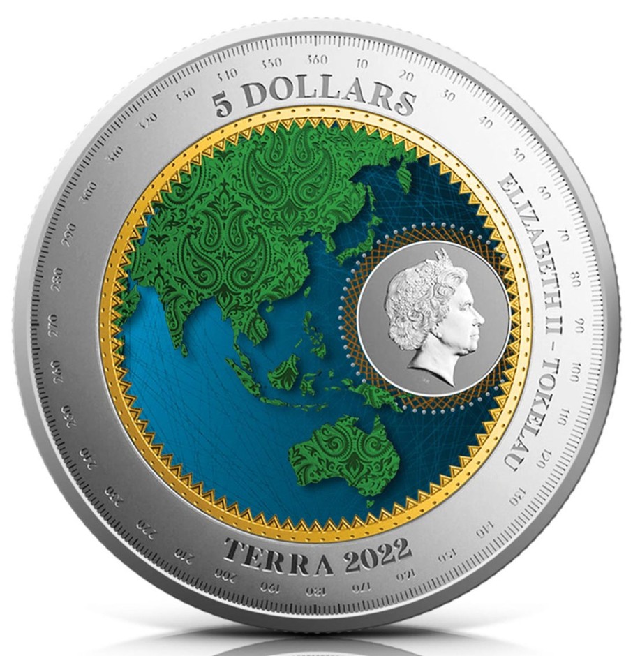 Premium Bullion Mint 901 | Colorized Terra Tokelau 2022 1Oz .9999 Silver Bu Coin