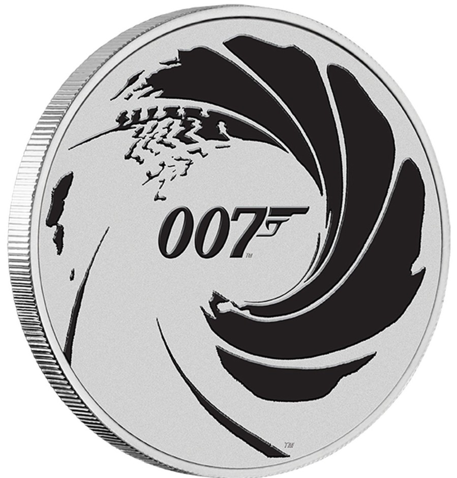 Premium Bullion Perth Mint | 2022 Tuvalu James Bond 007 1Oz .9999 Silver Black Coloured Bu Coin