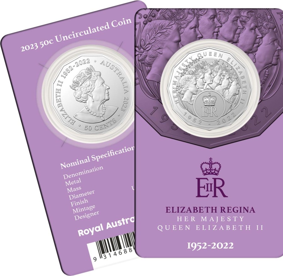 Royal Australian Mint Royal Australian Mint | Royal Australian Mint Elizabeth Regina - Hm Queen Elizabeth Ii Commemoration 2023 50C Unc Coin