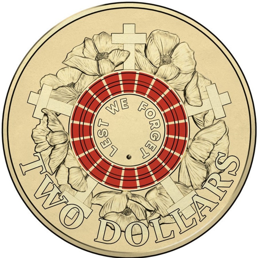 $2 Coins Royal Australian Mint | 2015 $2 Albr Coloured Coin - Lest We Forget - Ex Mint Roll